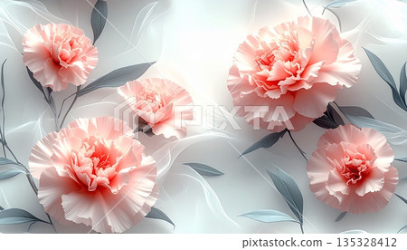 Abstract white background, soft pink carnation, Mother's Day minimal texture Abstract white background, soft pink carnation, Mother's Day minimal texture 135328412