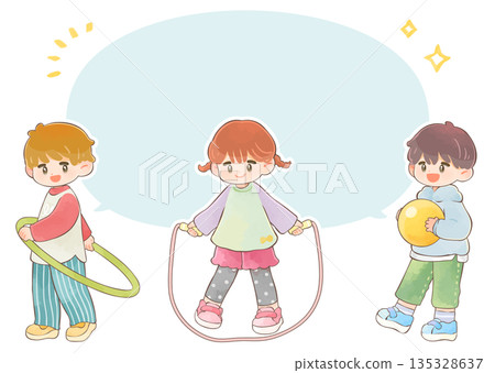 Children playing and speech bubble Children playing and speech bubble 135328637