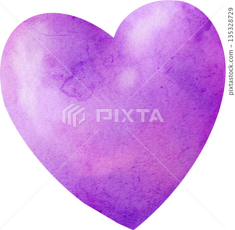 a hand-drawn purple heart in watercolor 135328729