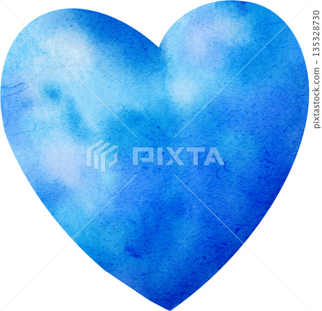 a hand-drawn blue heart in watercolor a hand-drawn blue heart in watercolor 135328730