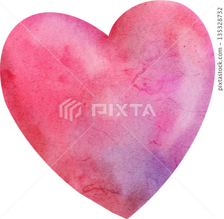 a hand-drawn pink heart in watercolor a hand-drawn pink heart in watercolor 135328732