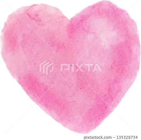 a hand-drawn watercolor pink heart a hand-drawn watercolor pink heart 135328734