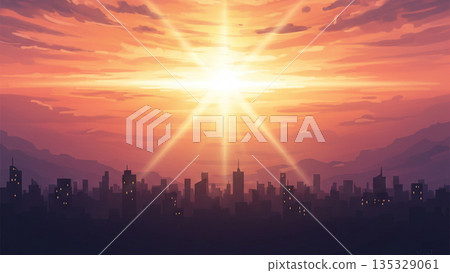 City silhouette background material with high-rise buildings 135329061