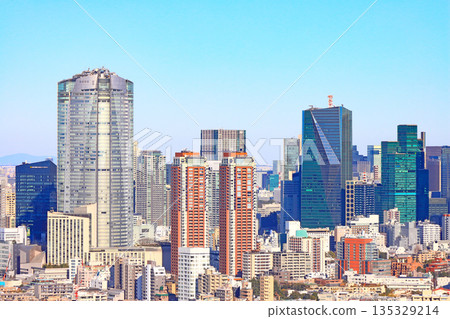 View of Tokyo cityscape and Roppongi Hills Mori Tower, Minato Ward, Tokyo View of Tokyo cityscape and Roppongi Hills Mori Tower, Minato Ward, Tokyo 135329214