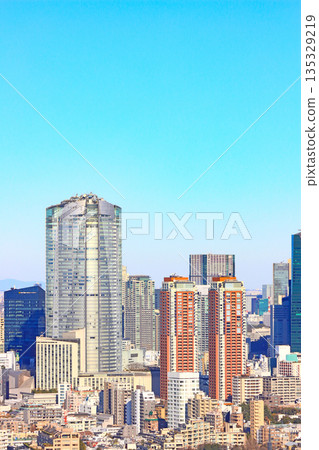 View of Tokyo cityscape and Roppongi Hills Mori Tower, Minato Ward, Tokyo View of Tokyo cityscape and Roppongi Hills Mori Tower, Minato Ward, Tokyo 135329219