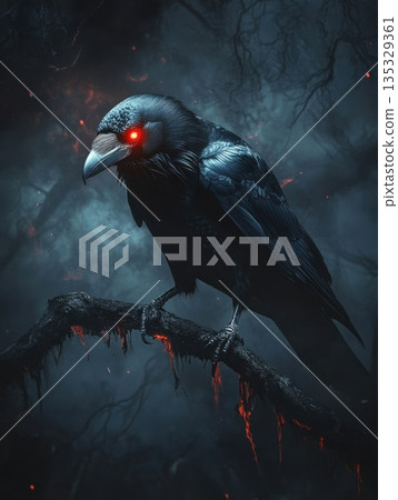 A_black_raven_with_glowing_red_eyes 135329361