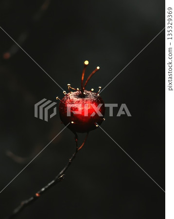 A_blood-red_berry_with_tiny_golden_thorns 135329369