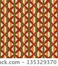 Abstract vector seamless pattern. Modern ornamental design with wavy stripes and geometric shapes in warm terracotta brown and beige tones. Ethnic rustic repeat tile with retro vintage autumn feel 135329370