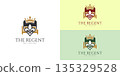 Luxury Royal Bed Logo with Crown. Elegant Hotel  Resort Branding Design 135329528