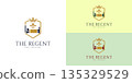 Royal Bed Emblem Logo with Crown. Luxury Hotel, Resort Hospitality Branding 135329529