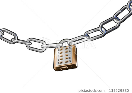 Security image (button padlock type push-button lock) on white background 135329880