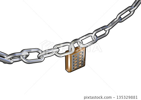 Security image (button padlock type push-button lock) on white background 135329881