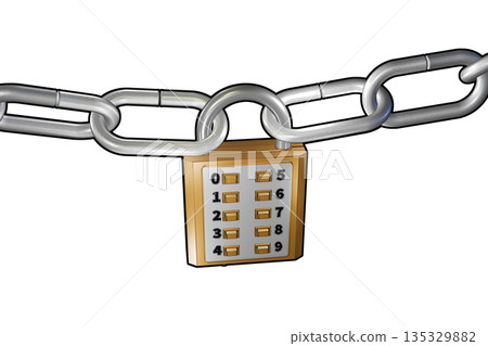 Security image (button padlock type push-button lock) on white background 135329882