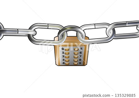 Security image (button padlock type push-button lock) on white background 135329885