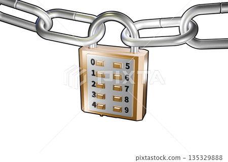 Security image (button padlock type push-button lock) on white background 135329888