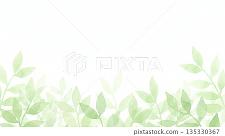 Fresh green background material painted in watercolor 135330367