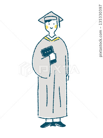 Illustration of a man standing in an academic gown 135330397