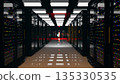 Servers. Servers room data center. Backup, mining, hosting, mainframe, farm and computer rack with storage information. 3d rendering 135330535