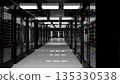 Servers. Servers room data center. Backup, mining, hosting, mainframe, farm and computer rack with storage information. 3d rendering 135330538