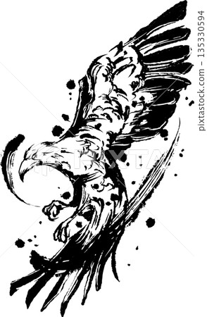 鷹的水墨畫 135330594