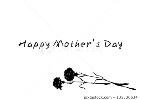Mother's Day carnation hand-drawn monochrome illustration material (frame, wreath, bouquet, etc.) Mother's Day carnation hand-drawn monochrome illustration material (frame, wreath, bouquet, etc.) 135330634