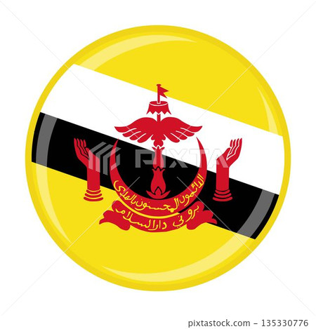 Brunei national round circle flag emblem official icon 135330776