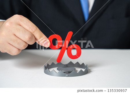 High interest rates and the risk of falling into debt. Interest is a trap. Credit pressure warning, loan affordability crisis, borrowing risks, financial stress, household debt growth High interest rates and the risk of falling into debt. Interest is a trap. Credit pressure warning, loan affordability crisis, borrowing risks, financial stress, household debt growth 135330937