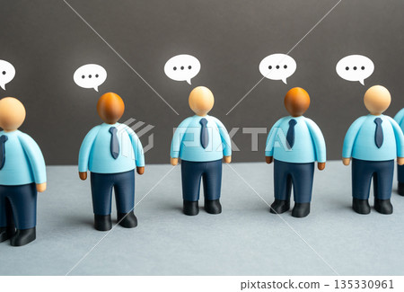 Office workers exchange opinions and moods. Communication between colleagues. Team interaction, emotional intelligence and everyday dialogue shaping corporate culture and productivity Office workers exchange opinions and moods. Communication between colleagues. Team interaction, emotional intelligence and everyday dialogue shaping corporate culture and productivity 135330961