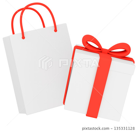 3D illustration_gift and paper bag_red 135331128