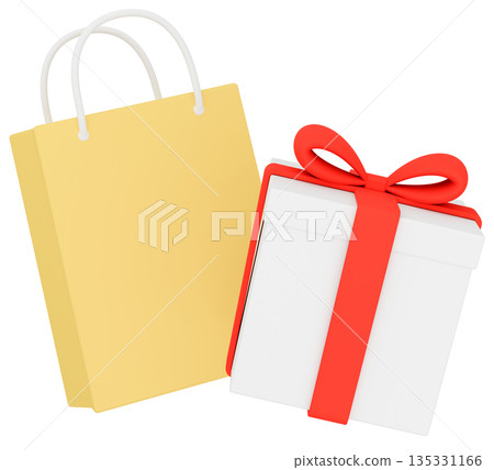 3D插圖_禮品和紙袋_色彩繽紛 135331166