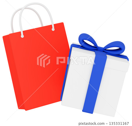 3D插圖_禮品和紙袋_色彩繽紛 135331167