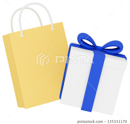 3D插圖_禮品和紙袋_色彩繽紛 135331170