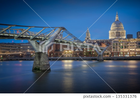 Millenium Bridge and Blue Hour 135331376