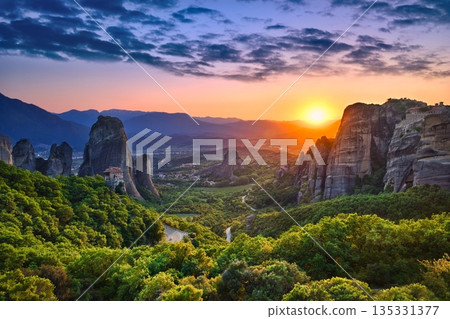 Meteora and Sunset Meteora and Sunset 135331377