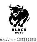 Silhouette of an aggressive bull. 135331638