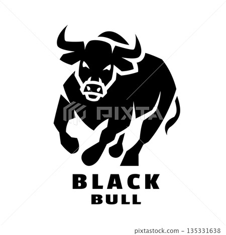 Silhouette of an aggressive bull. Silhouette of an aggressive bull. 135331638