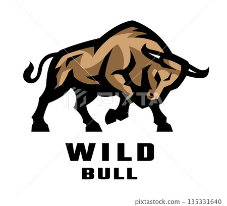 Silhouette of an aggressive bull. 135331640