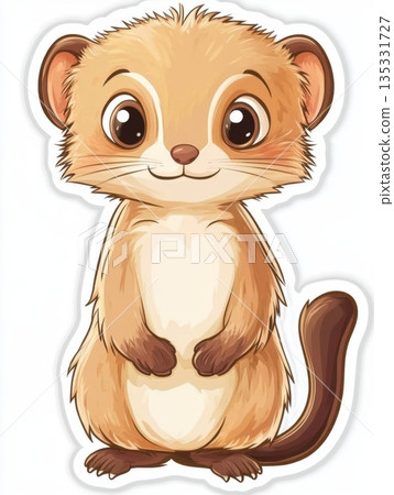 Sticker_cute_cheerful_cartoon_ferret_kit 135331727