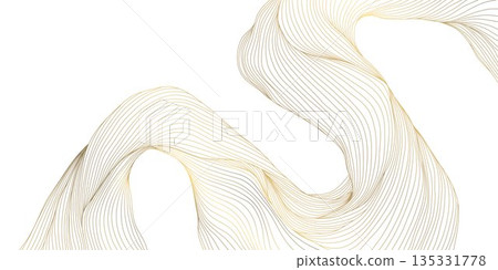 Luxury abstract wave pattern, elegant gold lines background. Modern Japanese vector design, flowing curves, cloud, water, premium wallpaper, poster Luxury abstract wave pattern, elegant gold lines background. Modern Japanese vector design, flowing curves, cloud, water, premium wallpaper, poster 135331778