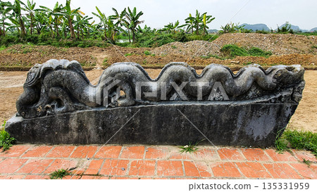 Stone Headless Dragon Statue At Ho Dynasty Citadel In Thanh Hoa Province, Vietnam. 135331959
