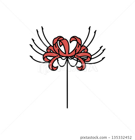 Simple red spider lily color icon 135332452