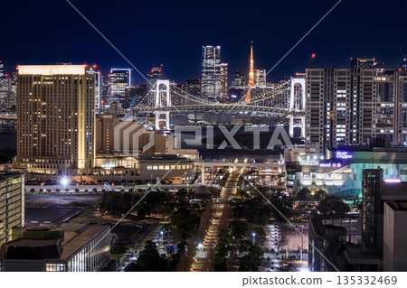 Night view of Odaiba and central Tokyo from the Telecom Center in Tokyo 135332469