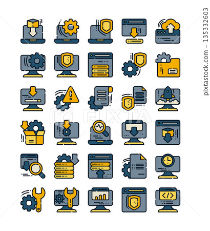 set of system icon, style of filled outline icon set of system icon, style of filled outline icon 135332603