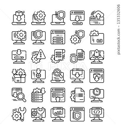set of system icon, style of line icon design 135332606