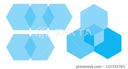 Hexagon venn diagram cluster in various overlapping arrangements vector infographic for data intersection chart model geometric blue design business element balance info clean layout Hexagon venn diagram cluster in various overlapping arrangements vector infographic for data intersection chart model geometric blue design business element balance info clean layout 135332761