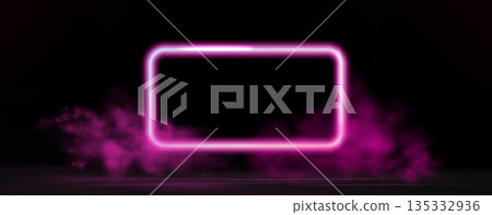 Neon frame with glowing pink and purple light effects, futuristic portal gateway, vibrant smoke and LED illumination. abstract vector frame composition. Neon frame with glowing pink and purple light effects, futuristic portal gateway, vibrant smoke and LED illumination. abstract vector frame composition. 135332936