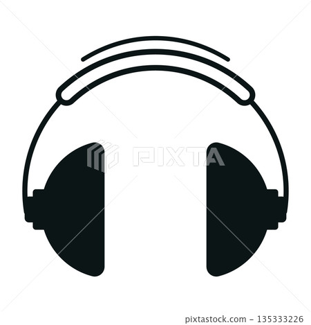 Over-Ear Studio Headphones Silhouette Illustration Over-Ear Studio Headphones Silhouette Illustration 135333226