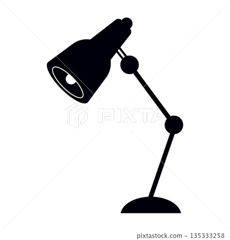 Black Desk Lamp Silhouette Icon for Office Design 135333258