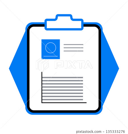 Medical Clipboard Icon with Blue Background Shape Medical Clipboard Icon with Blue Background Shape 135333276