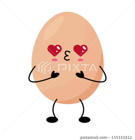 Kawaii egg character in love emotion illustration Kawaii egg character in love emotion illustration 135333812